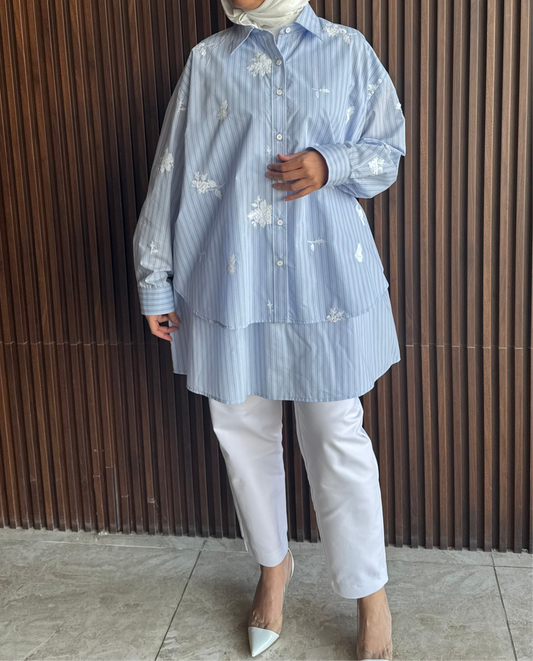 Light Blue shirt & sequins