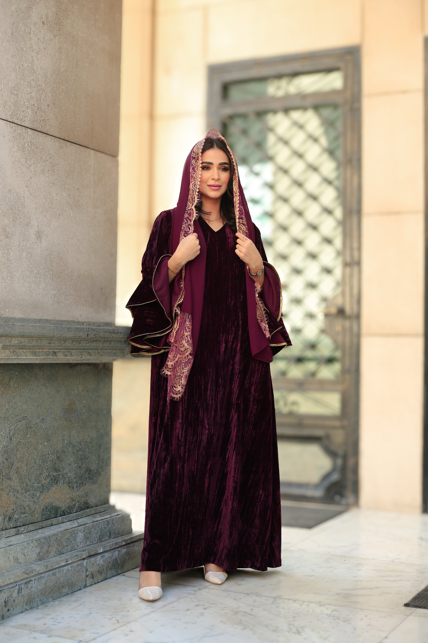 Lace & velvet ( burgundy)