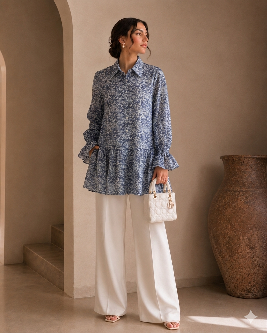 Abstract Print Long Shirt